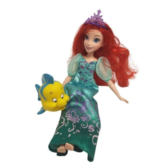 Disney Princess Ariel Doll With Flounder & Tiara The Little Mermaid - Picture 1 of 5